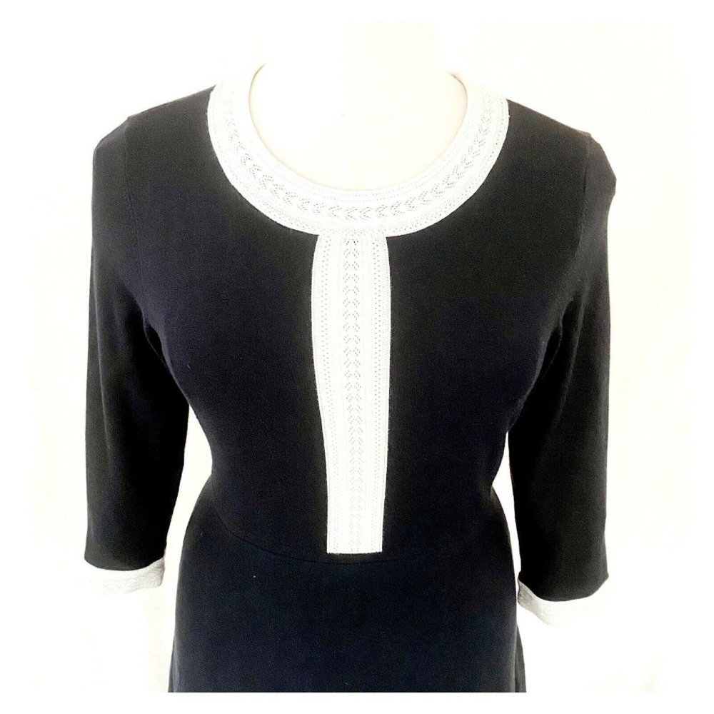 Talbots Sweater Knit Contrast Trim Flare Dress - Picture 2 of 8